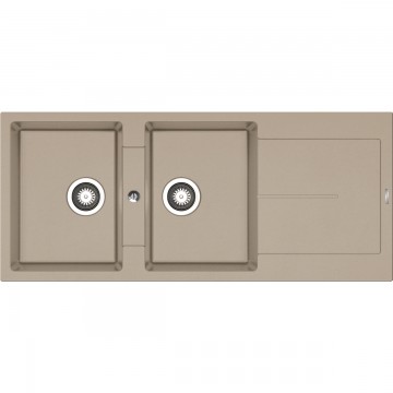 Pyramis Ithaka 2B 1D Ένθετος Νεροχύτης από Συνθετικό Γρανίτη Μ116xΠ50cm Μπεζ